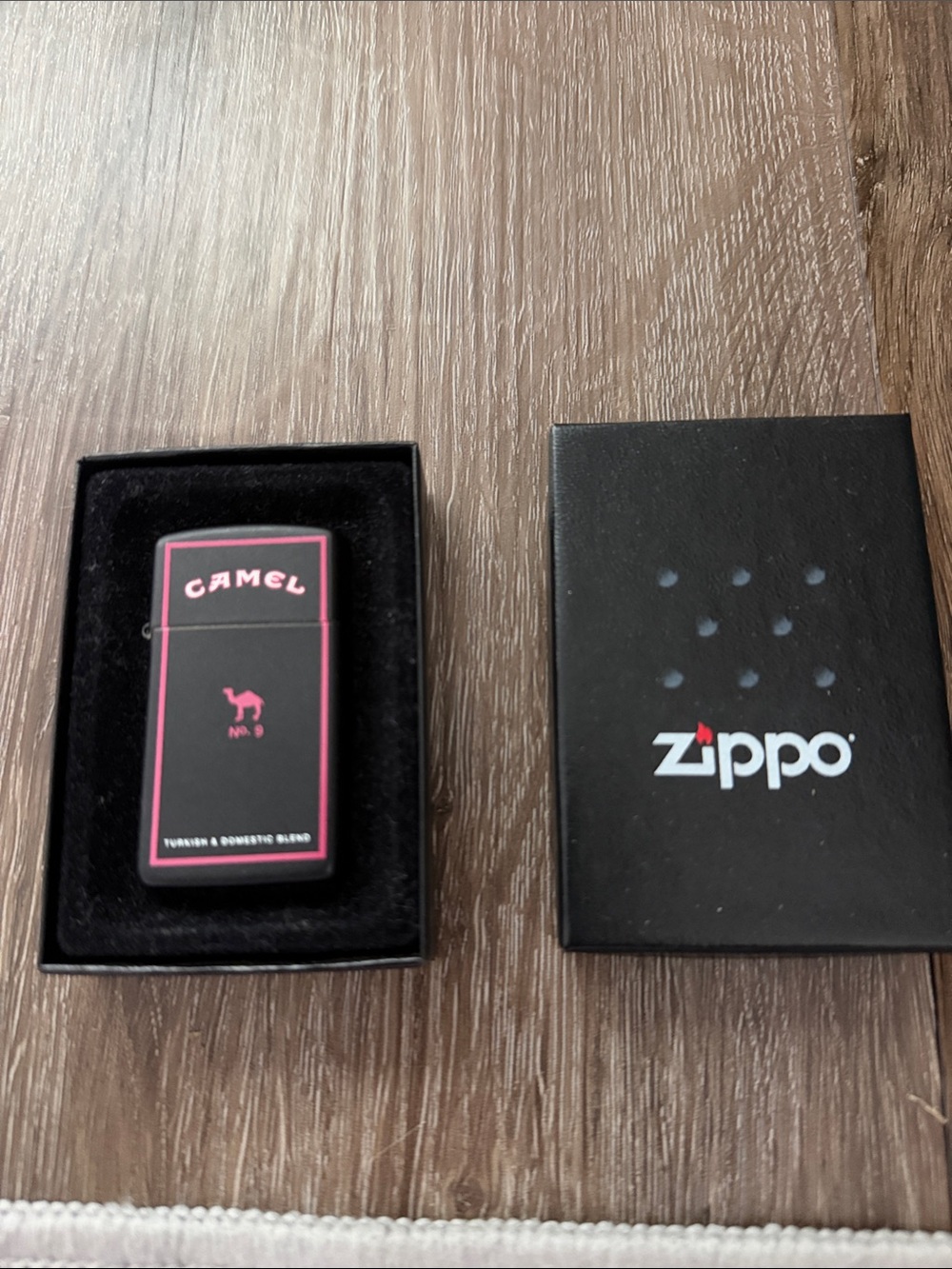 Zippo Camel Black and Pink Pocket Flip Lighter Black Pink
